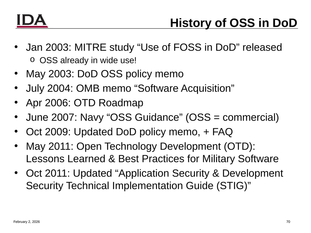 How to Open Source Dr. David A. Wheeler dwheeler @ - slide 70 of 82