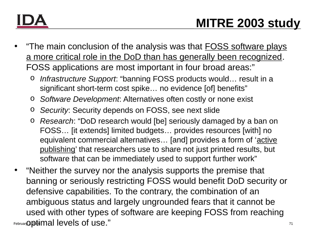 How to Open Source Dr. David A. Wheeler dwheeler @ - slide 71 of 82