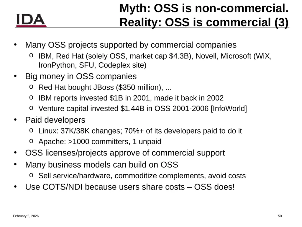 How to Open Source Dr. David A. Wheeler dwheeler @ - slide 50 of 82
