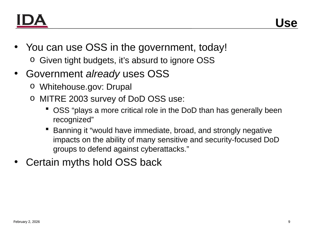 How to Open Source Dr. David A. Wheeler dwheeler @ - slide 9 of 82