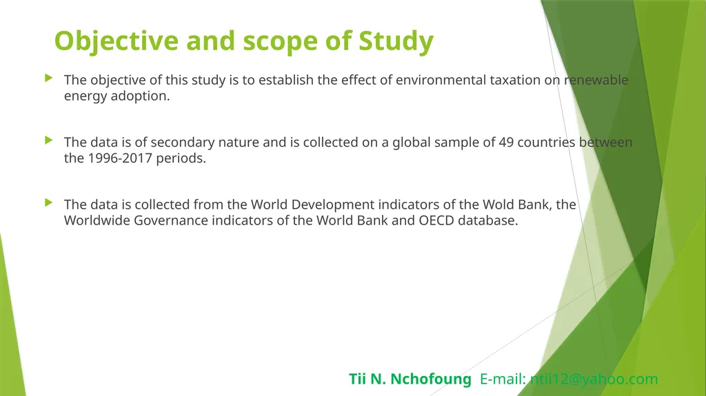 Green taxation and renewable energy technologies - slide 6 of 13