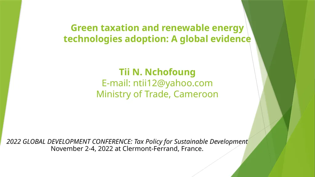 Green taxation and renewable energy technologies