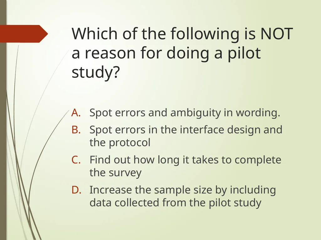 Quantitative design: Ungraded review questions - slide 8 of 13