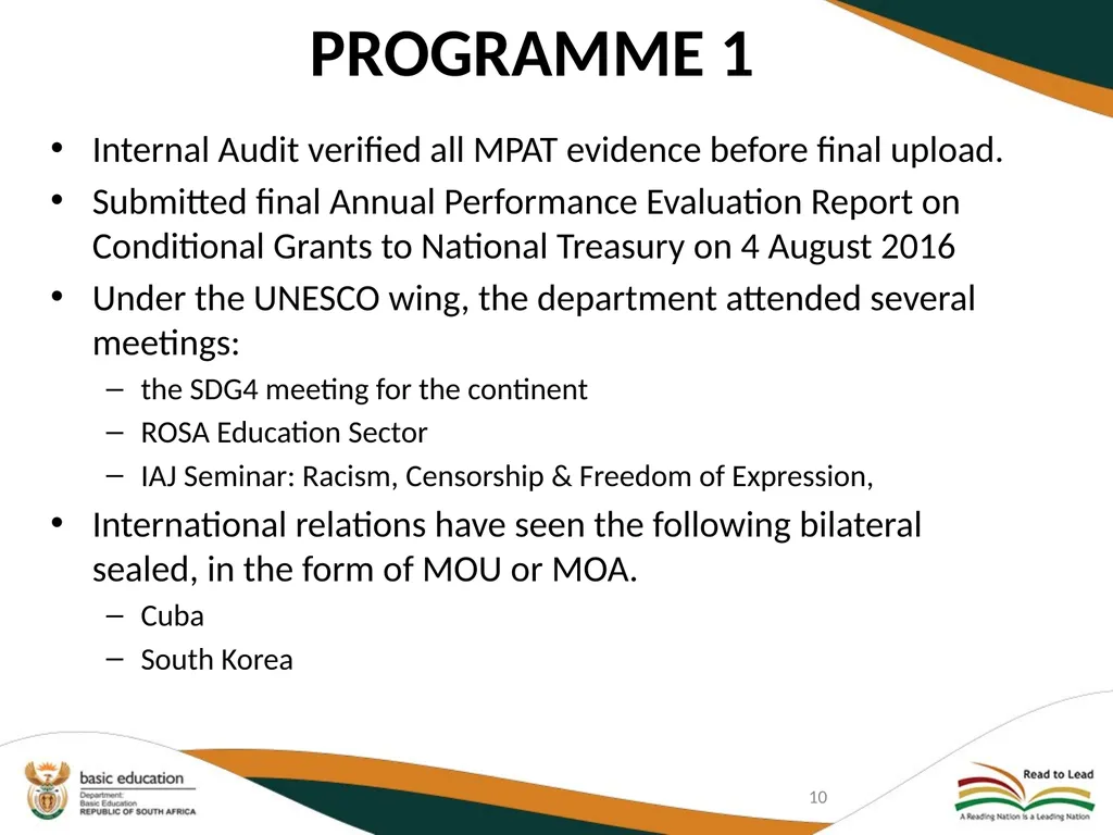SECOND QUARTERLY REPORT ON THE PERFORMANCE OF THE - slide 10 of 89