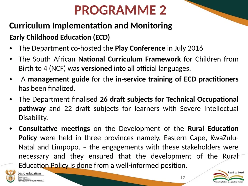 SECOND QUARTERLY REPORT ON THE PERFORMANCE OF THE - slide 17 of 89