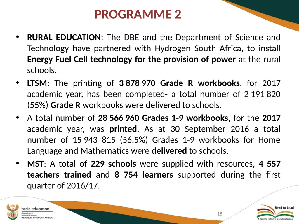 SECOND QUARTERLY REPORT ON THE PERFORMANCE OF THE - slide 18 of 89