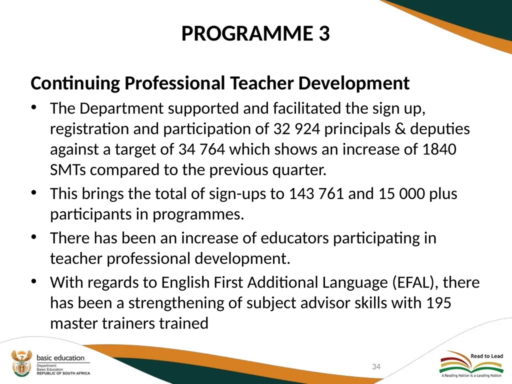 SECOND QUARTERLY REPORT ON THE PERFORMANCE OF THE - slide 34 of 89