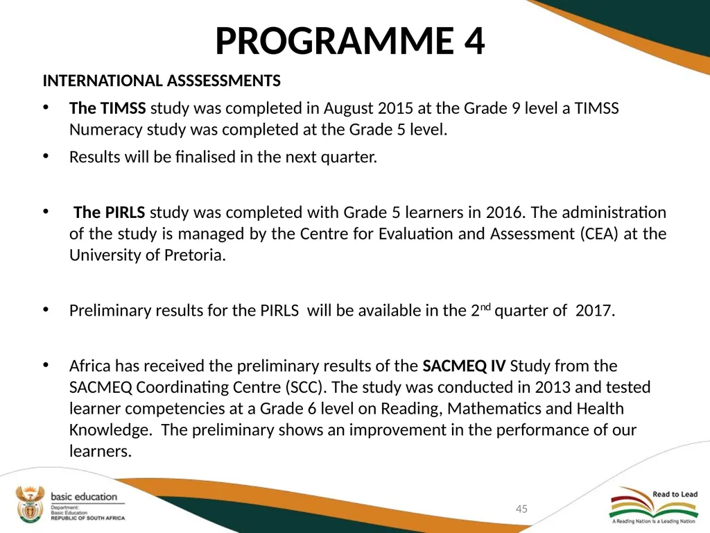 SECOND QUARTERLY REPORT ON THE PERFORMANCE OF THE - slide 45 of 89