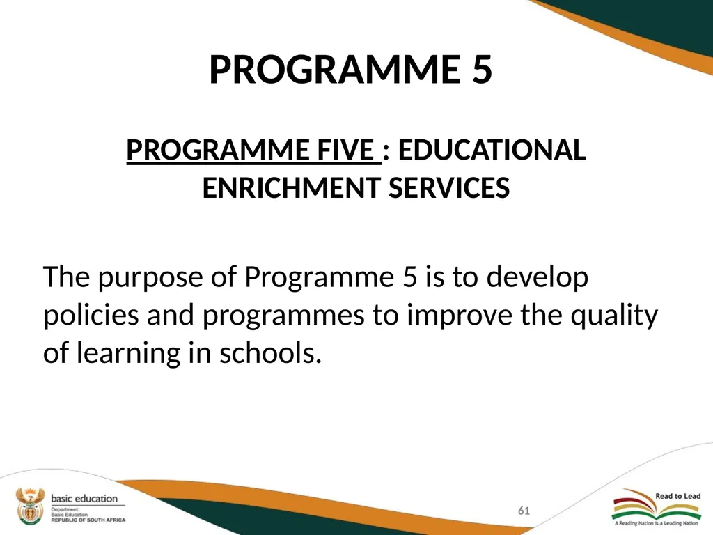 SECOND QUARTERLY REPORT ON THE PERFORMANCE OF THE - slide 61 of 89