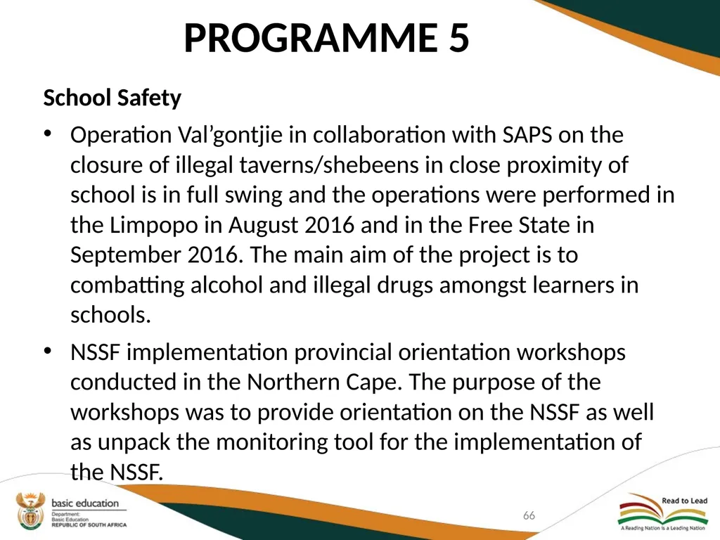 SECOND QUARTERLY REPORT ON THE PERFORMANCE OF THE - slide 66 of 89