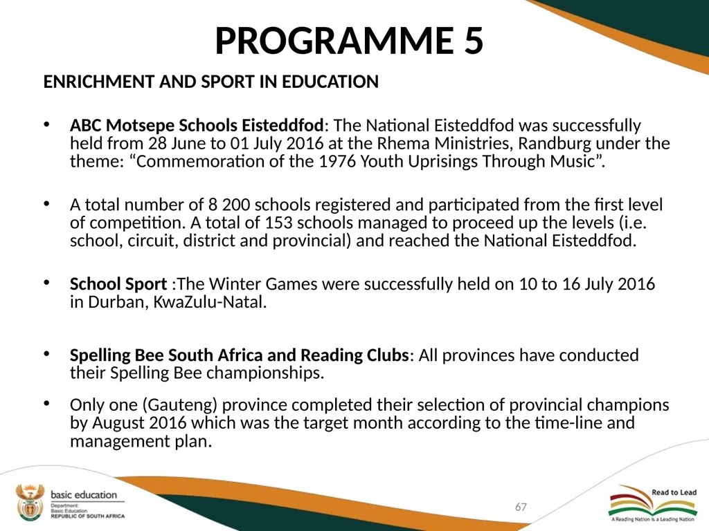 SECOND QUARTERLY REPORT ON THE PERFORMANCE OF THE - slide 67 of 89
