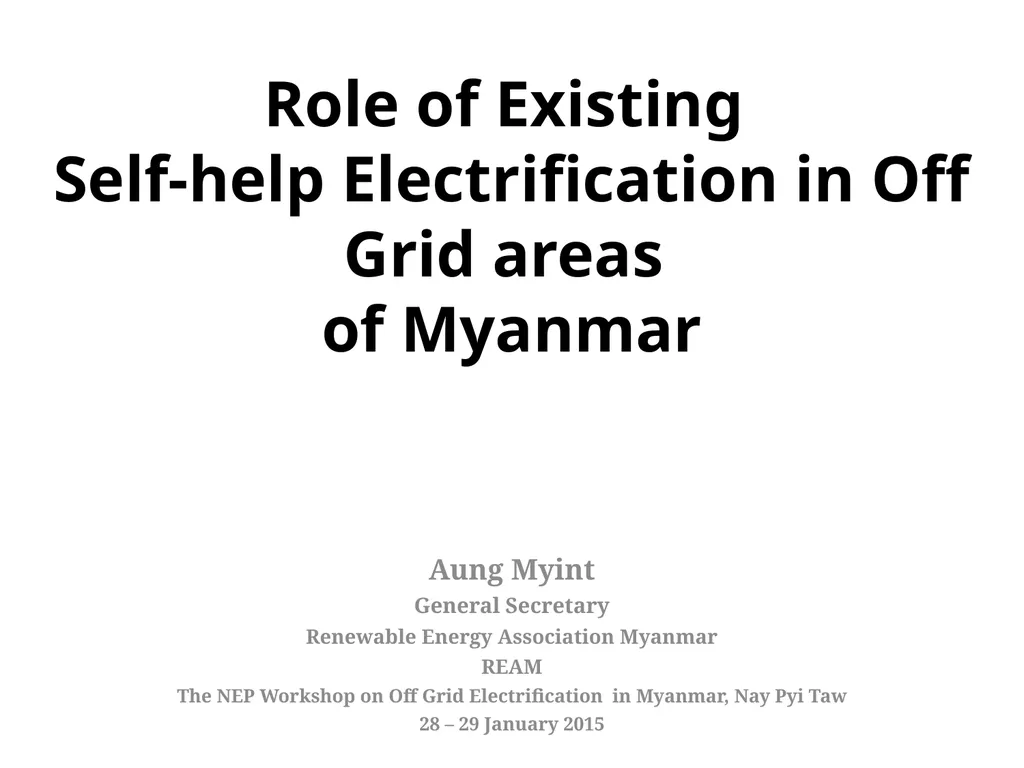 Role of Existing Self-help Electrification in Off - slide 1 of 17