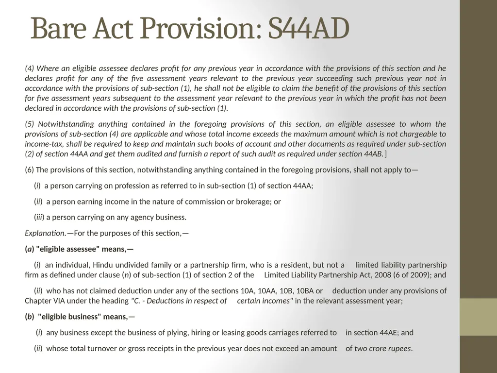 Presumptive Taxation & Tax Audit By CA Anoop - slide 5 of 10