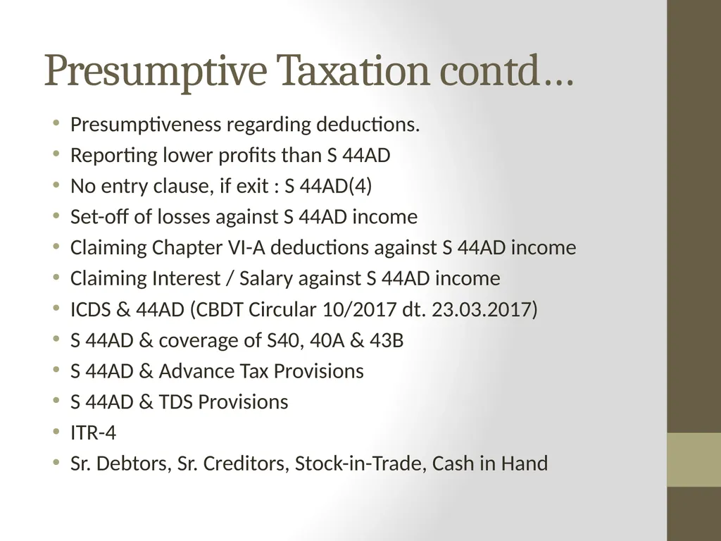 Presumptive Taxation & Tax Audit By CA Anoop - slide 3 of 10