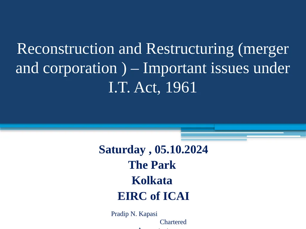 Reconstruction and Restructuring (merger and - slide 1 of 54