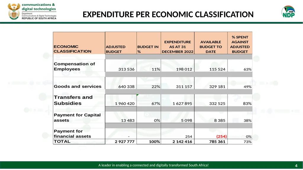 PRESENTATION TO THE PORTFOLIO COMMITTEE ON - slide 4 of 28