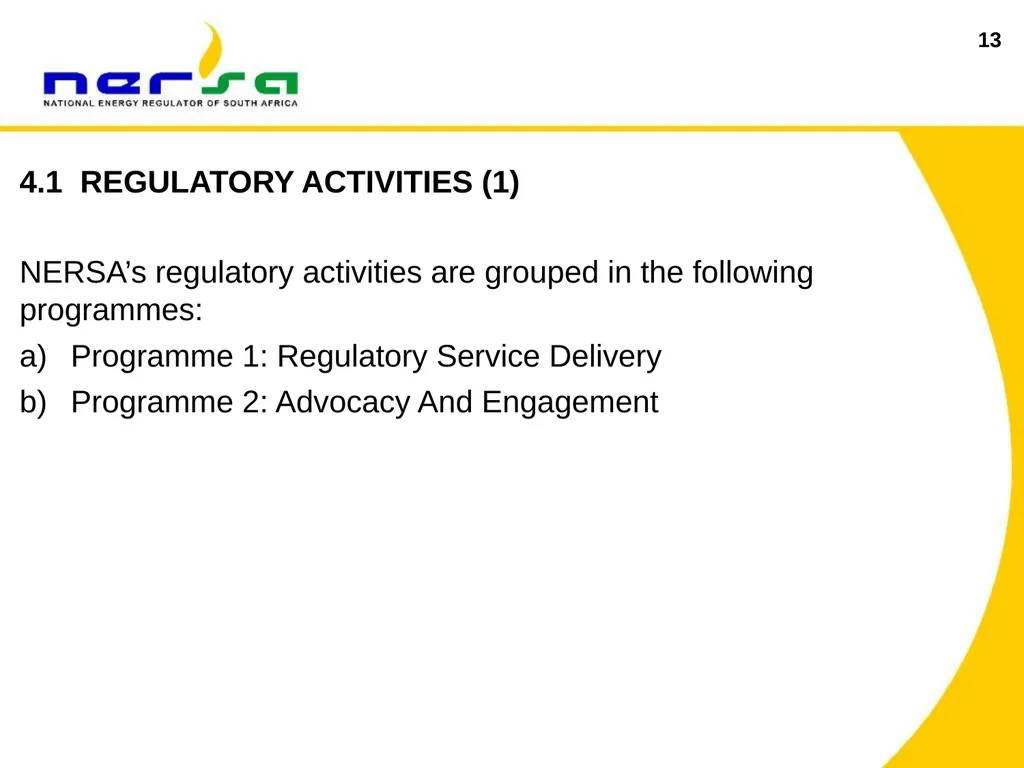 1 Presentation on NERSA’s Annual Performance Plan - slide 13 of 73