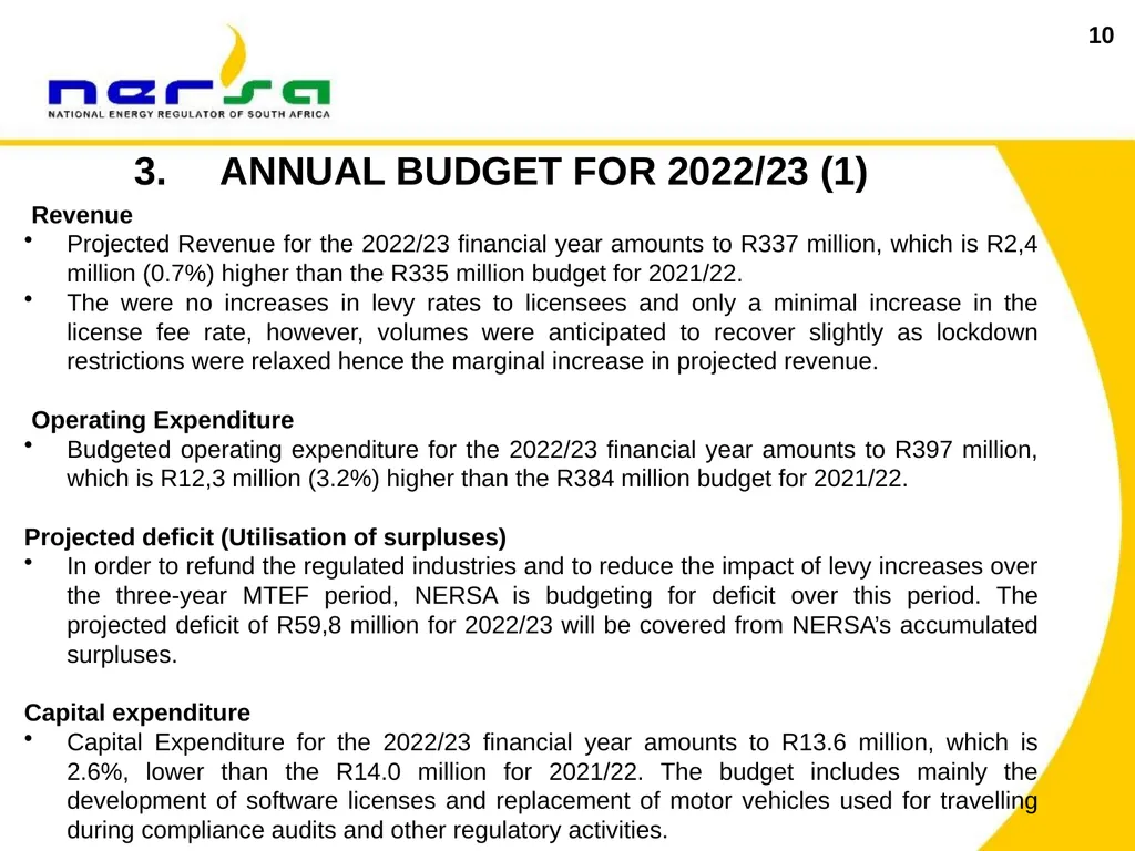1 Presentation on NERSA’s Annual Performance Plan - slide 10 of 73