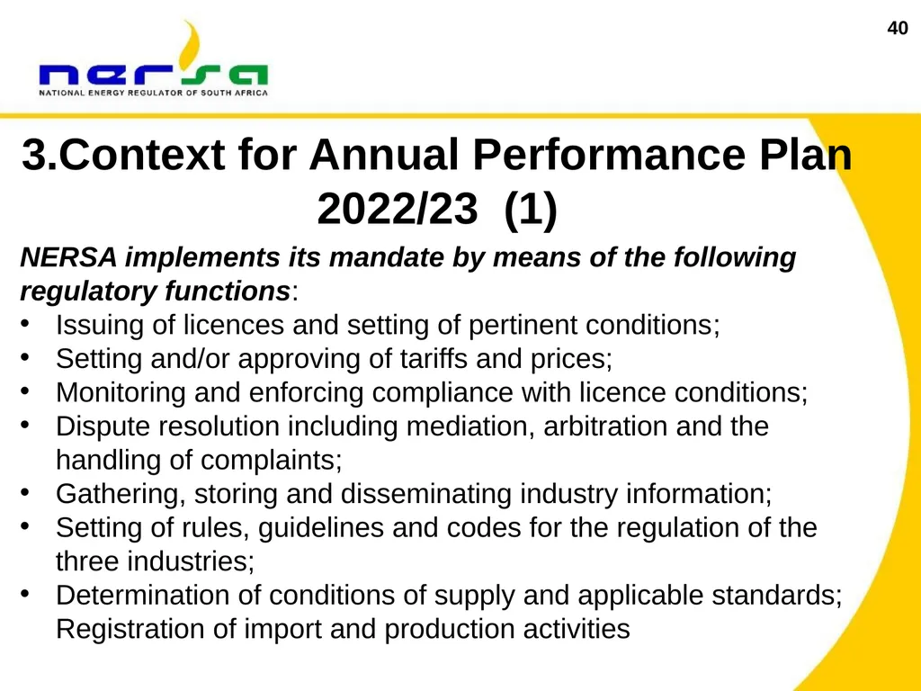 1 Presentation on NERSA’s Annual Performance Plan - slide 40 of 73