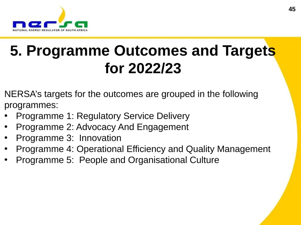 1 Presentation on NERSA’s Annual Performance Plan - slide 45 of 73