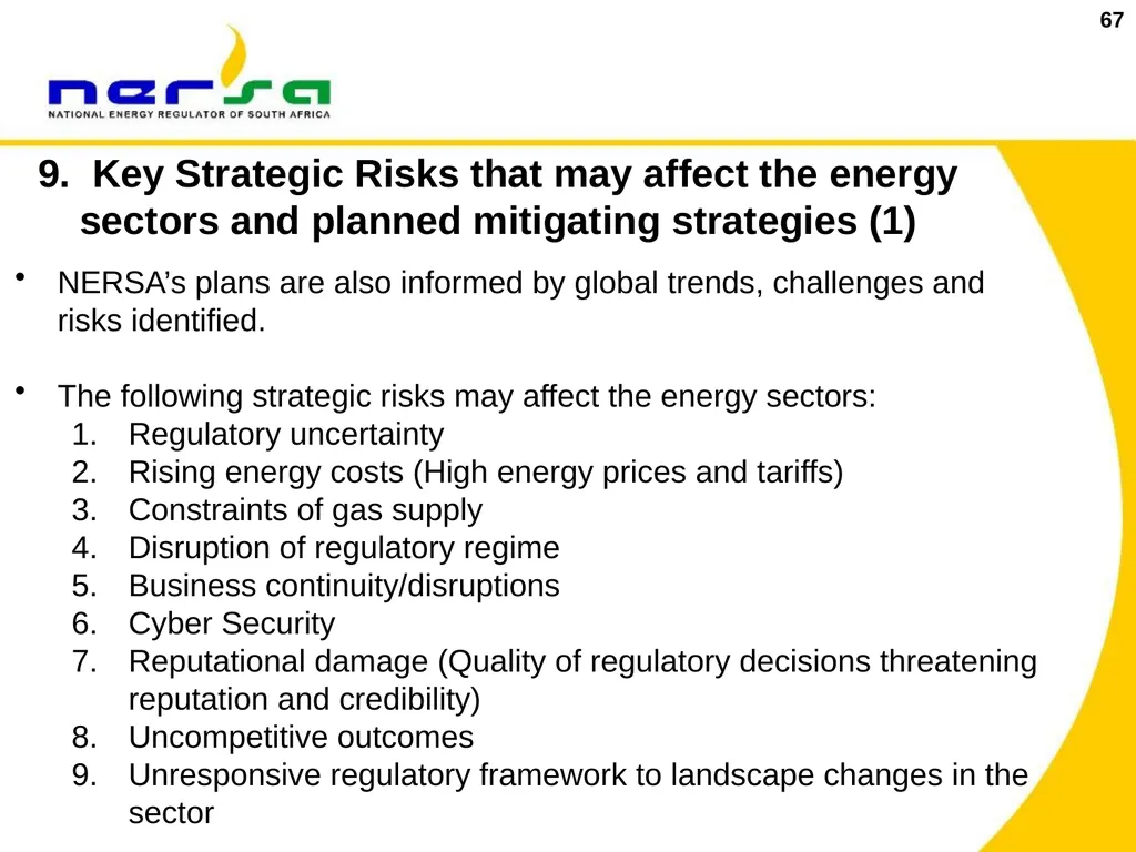 1 Presentation on NERSA’s Annual Performance Plan - slide 67 of 73