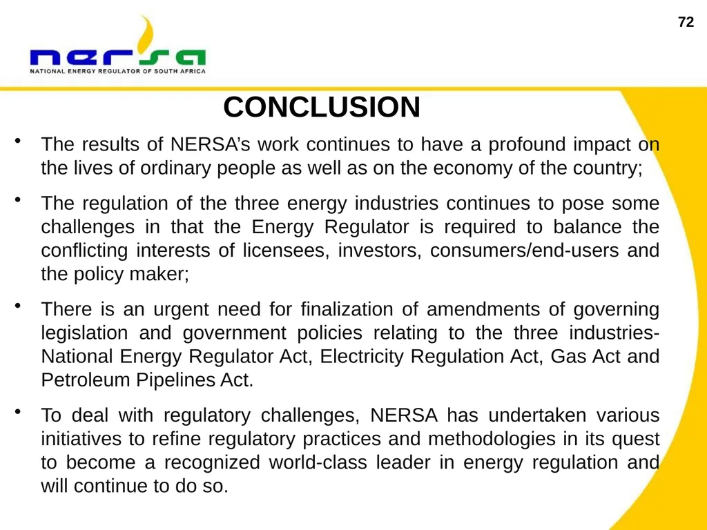 1 Presentation on NERSA’s Annual Performance Plan - slide 72 of 73