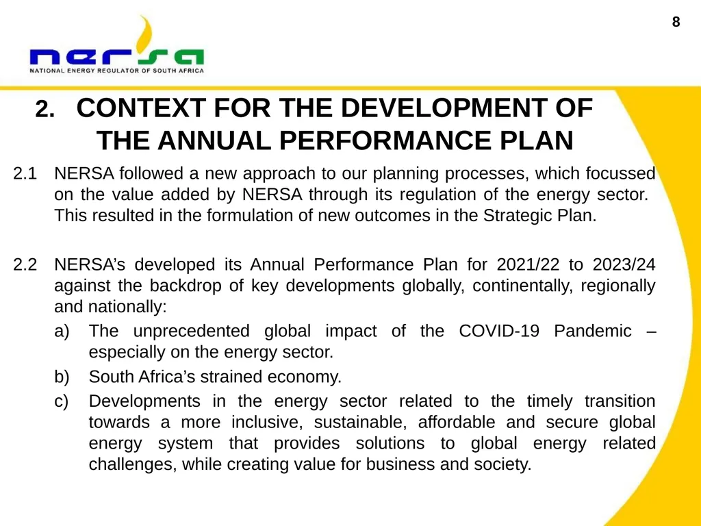 1 Presentation on NERSA’s Annual Performance Plan - slide 8 of 73