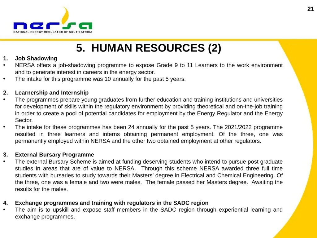 1 Presentation on NERSA’s Annual Performance Plan - slide 21 of 73