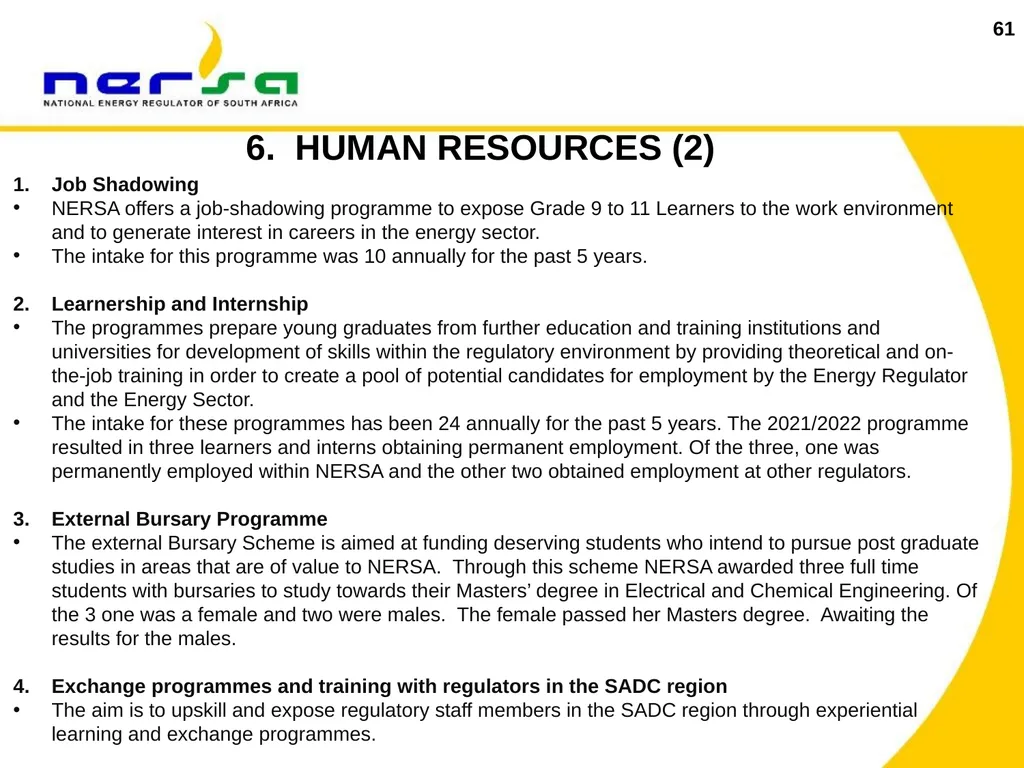 1 Presentation on NERSA’s Annual Performance Plan - slide 61 of 73