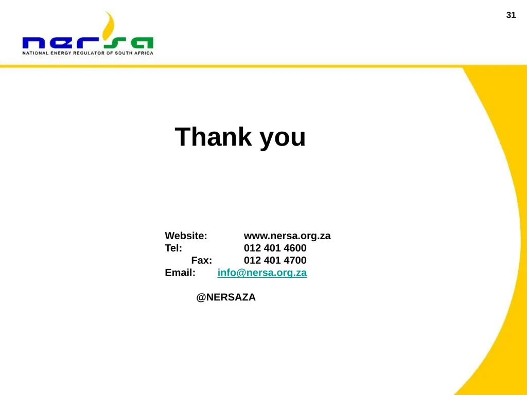 1 Presentation on NERSA’s Annual Performance Plan - slide 31 of 73