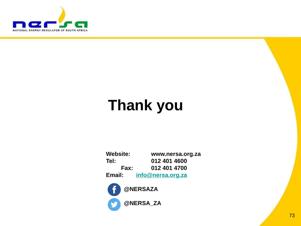 1 Presentation on NERSA’s Annual Performance Plan - slide 73 of 73