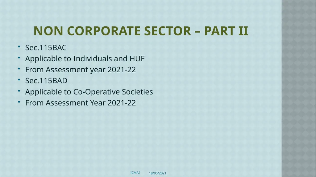 ALTERNATIVE TAX REGIME BY CMA S VENKANNA COST - slide 23 of 41