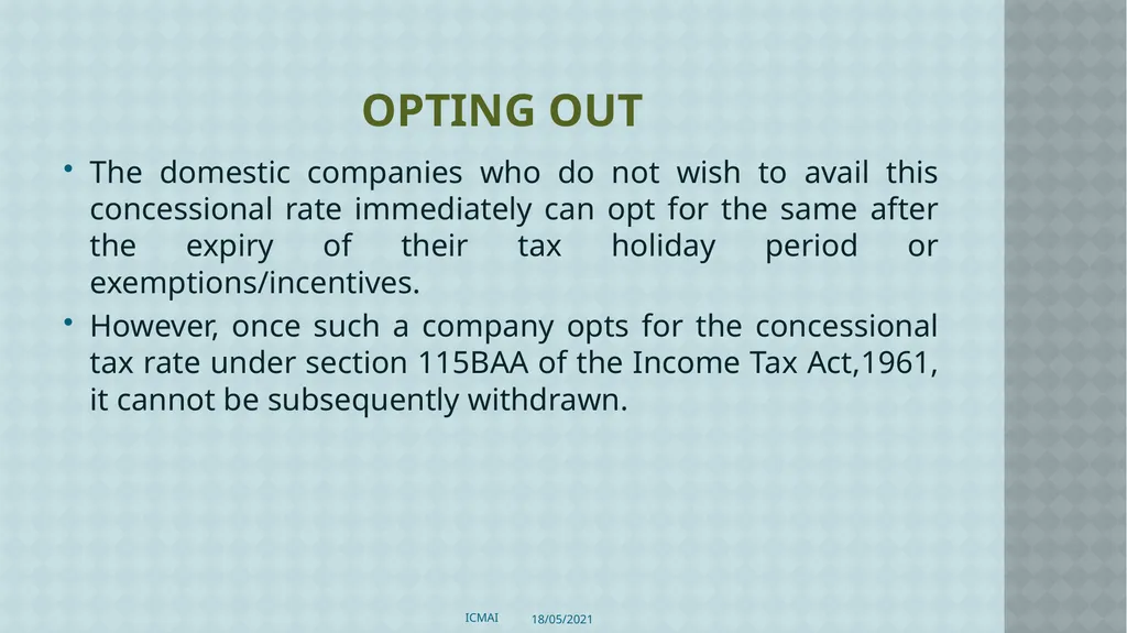 ALTERNATIVE TAX REGIME BY CMA S VENKANNA COST - slide 18 of 41