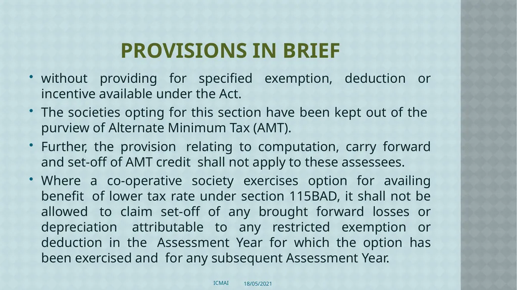 ALTERNATIVE TAX REGIME BY CMA S VENKANNA COST - slide 40 of 41