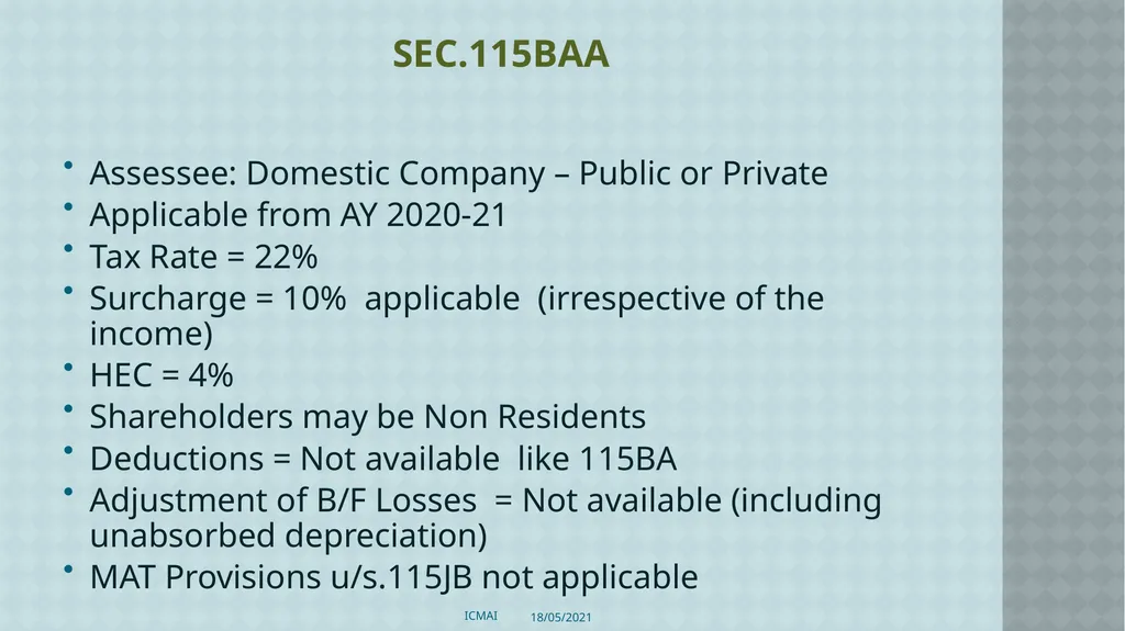 ALTERNATIVE TAX REGIME BY CMA S VENKANNA COST - slide 14 of 41