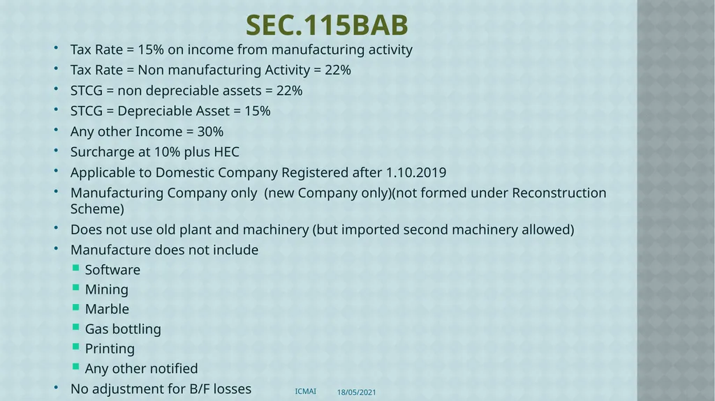 ALTERNATIVE TAX REGIME BY CMA S VENKANNA COST - slide 20 of 41