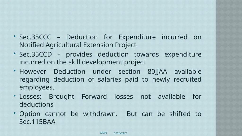 ALTERNATIVE TAX REGIME BY CMA S VENKANNA COST - slide 10 of 41