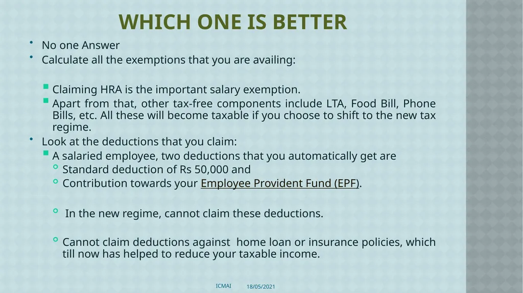 ALTERNATIVE TAX REGIME BY CMA S VENKANNA COST - slide 30 of 41