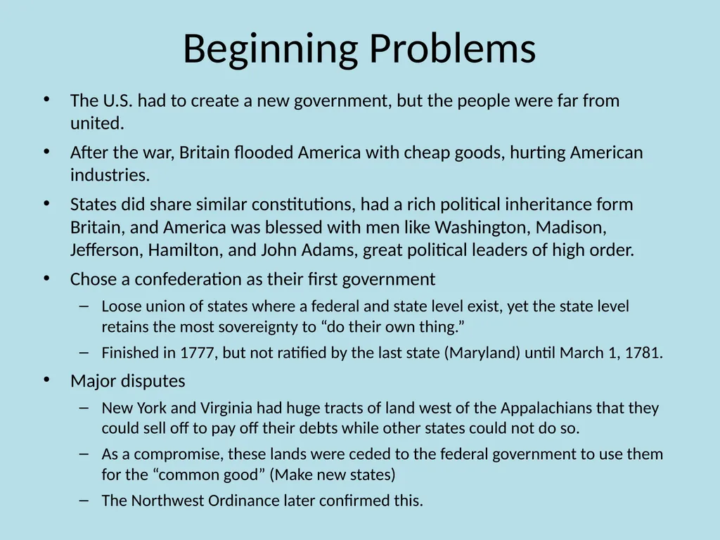 Chapter 9 The Confederation and the Constitution - slide 3 of 25