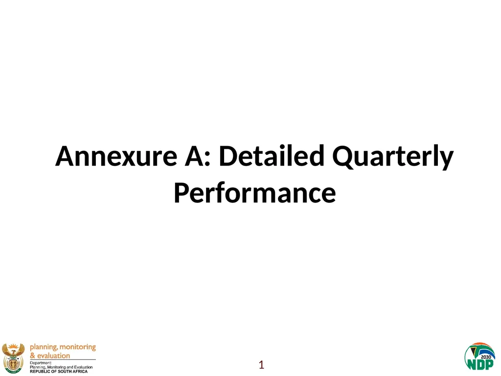 Annexure A: Detailed Quarterly Performance 1 - slide 1 of 315