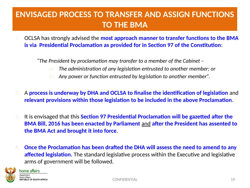 BORDER MANAGEMENT AUTHORITY (BMA) BILL -OVERVIEW- - slide 19 of 20