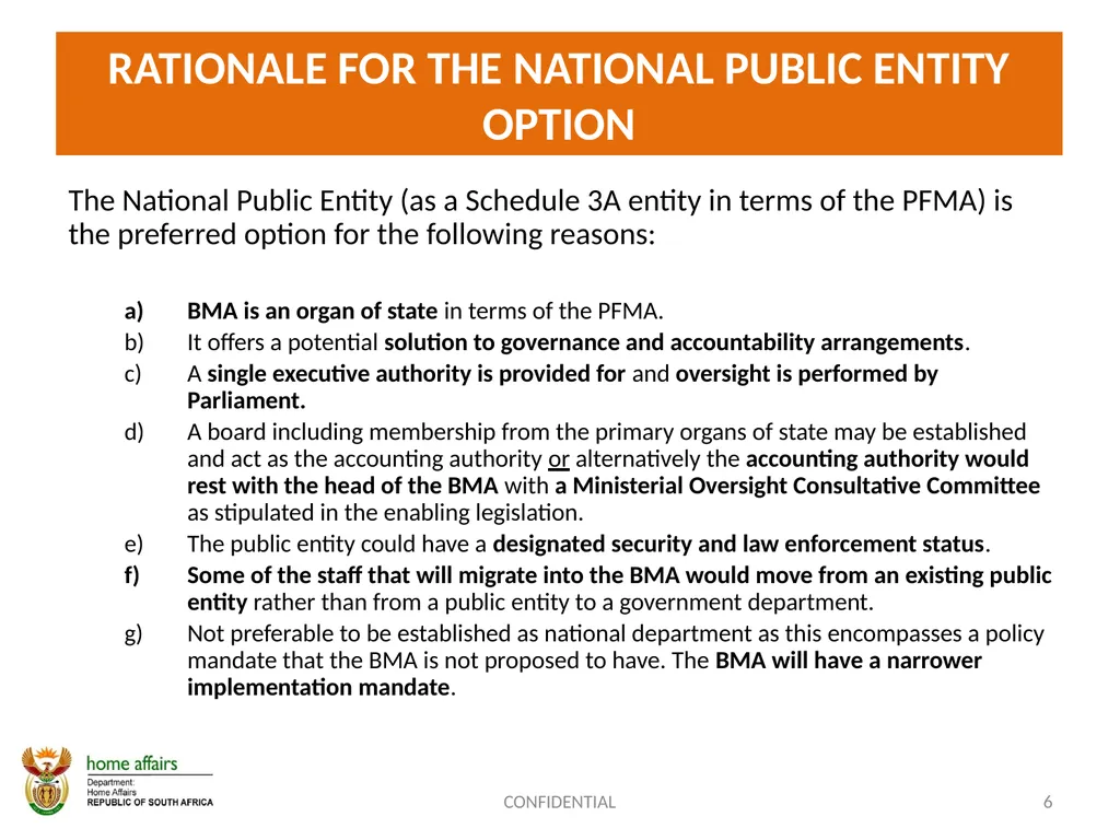 BORDER MANAGEMENT AUTHORITY (BMA) BILL -OVERVIEW- - slide 6 of 20