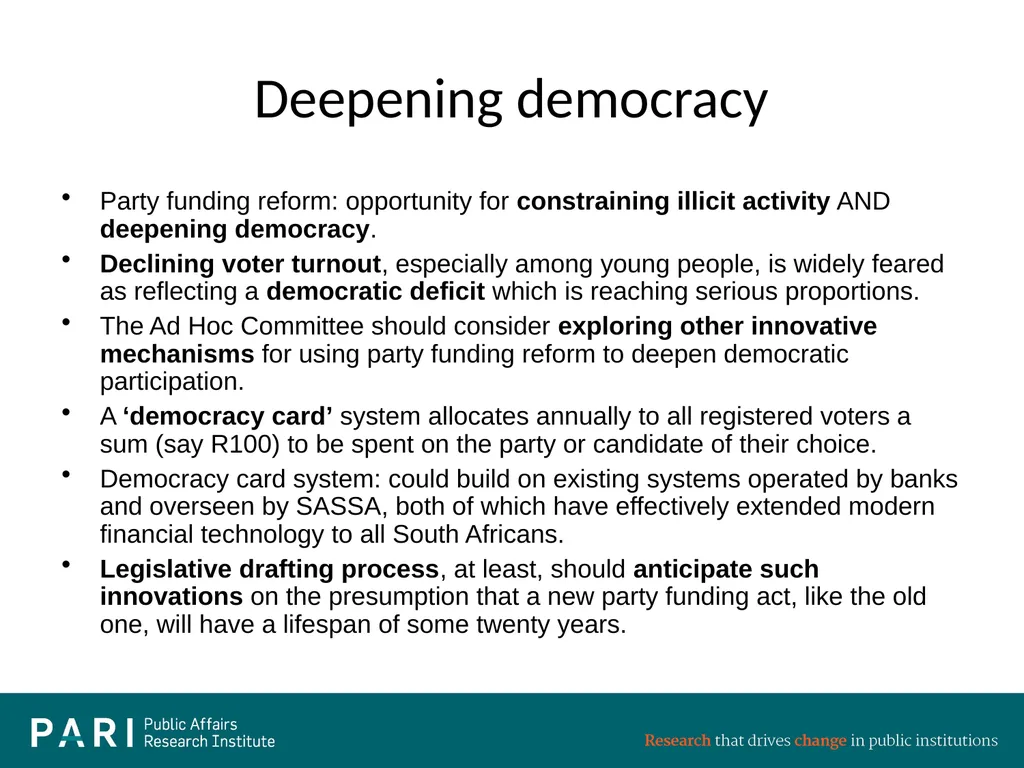 Presentation to National Assembly Ad Hoc Committee - slide 16 of 16
