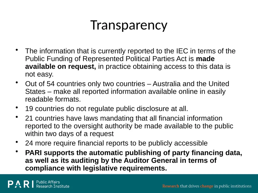 Presentation to National Assembly Ad Hoc Committee - slide 12 of 16