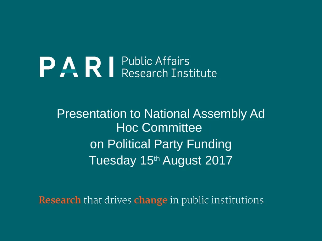 Presentation to National Assembly Ad Hoc Committee