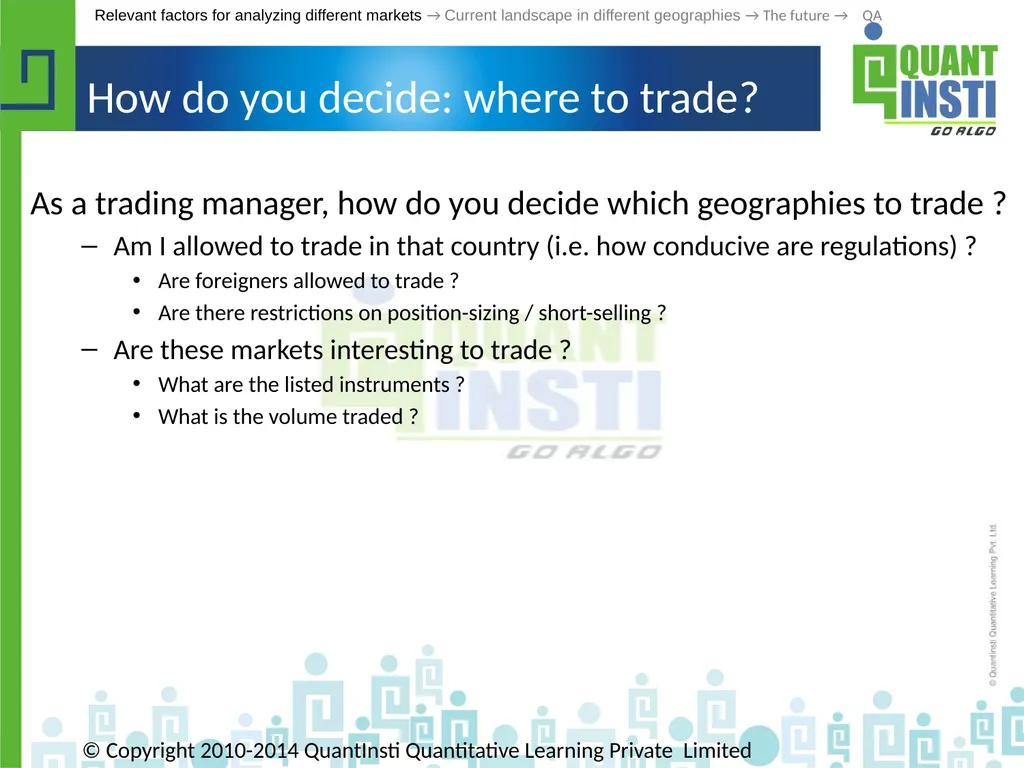 Algorithmic Trading in different geographies - - slide 10 of 59