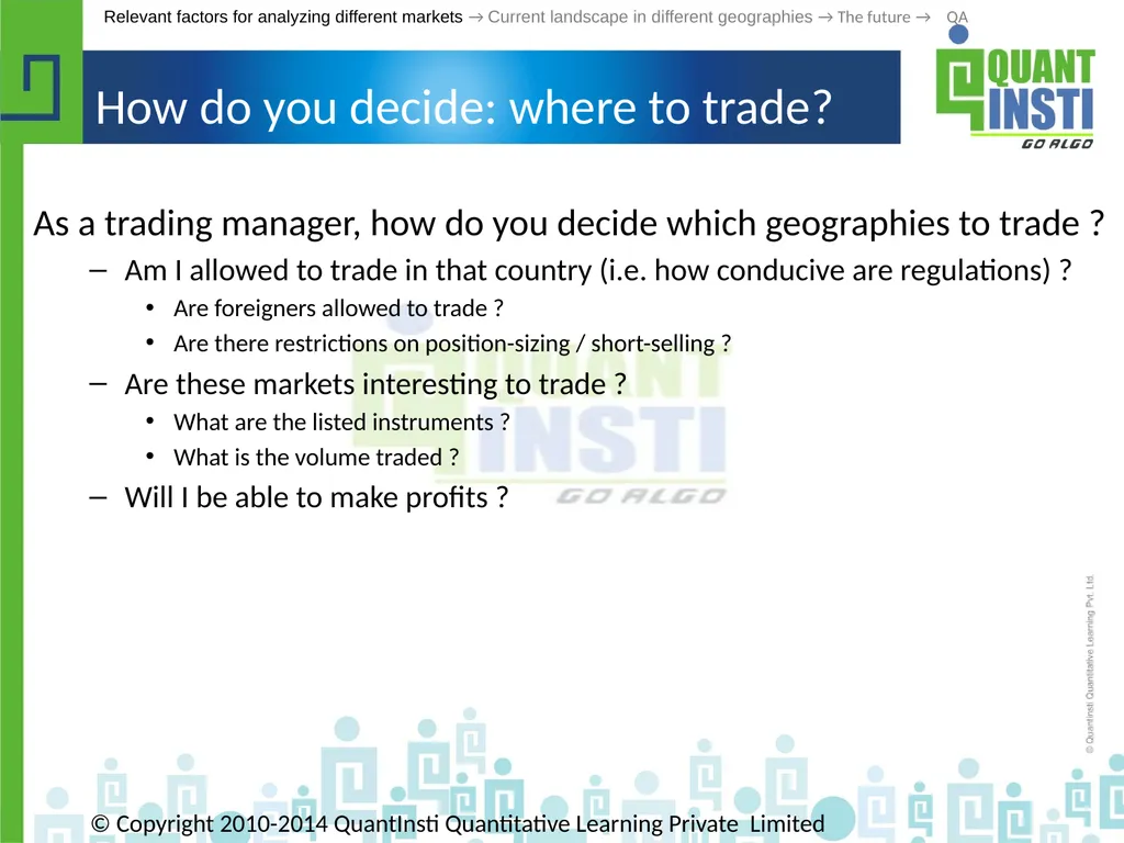 Algorithmic Trading in different geographies - - slide 11 of 59