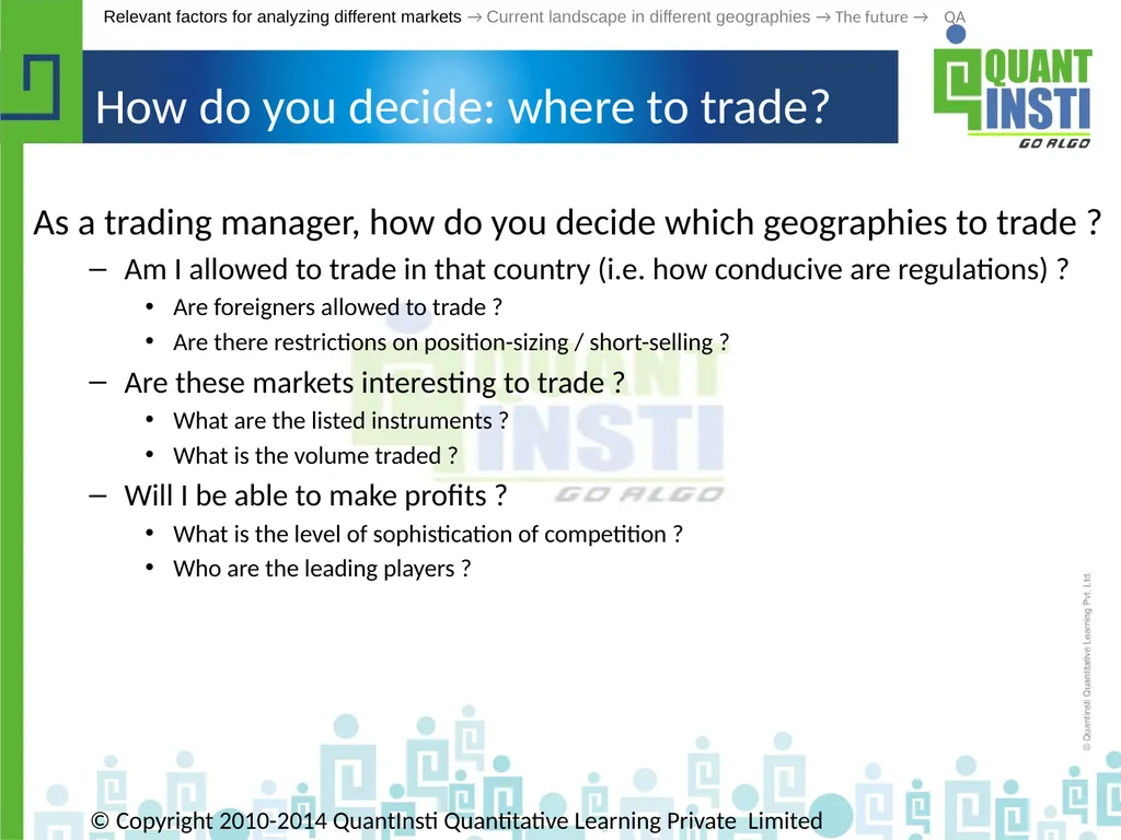 Algorithmic Trading in different geographies - - slide 12 of 59