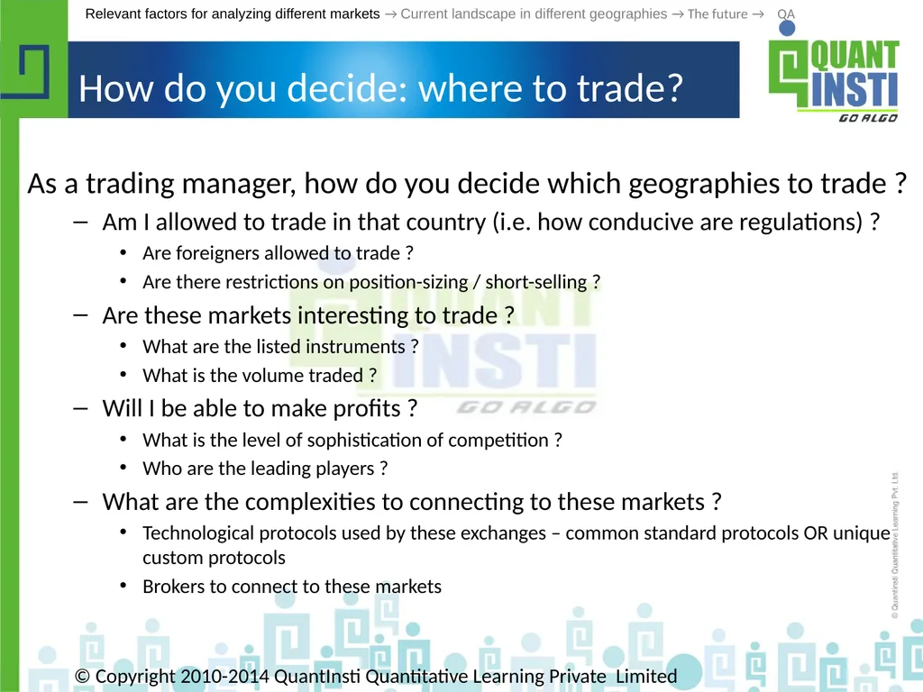 Algorithmic Trading in different geographies - - slide 13 of 59