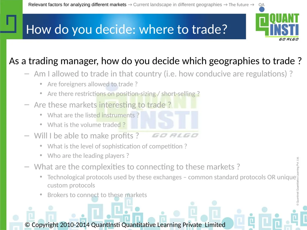 Algorithmic Trading in different geographies - - slide 14 of 59